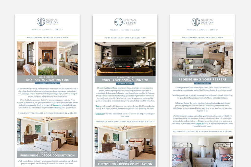 Interior design company email creative